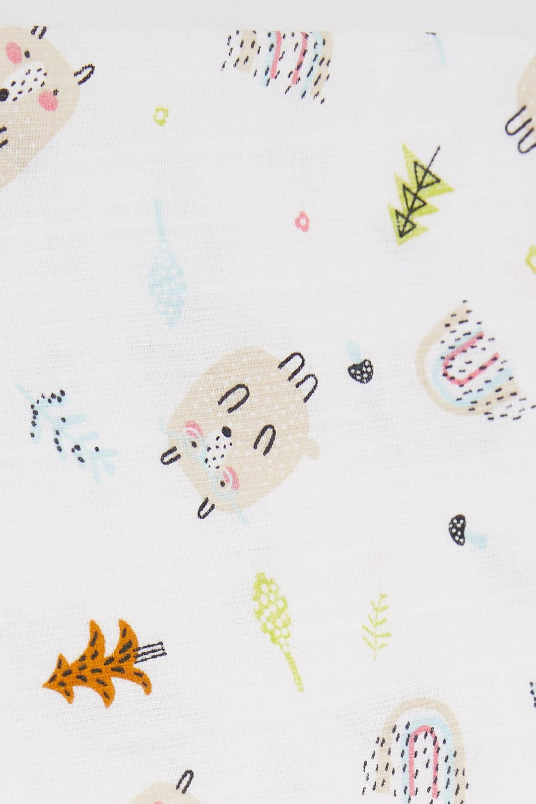 BRE Breeze Newborn Baby Muslin Blanket Cute Hedgehog Pattern White - Piacenza