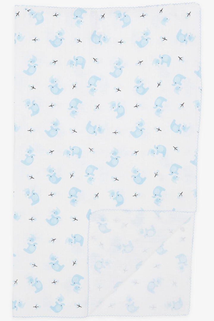 BRE Breeze Newborn Baby Muslin Blanket Cute Mother Baby Elephant Pattern White - San Antonio Enchisi