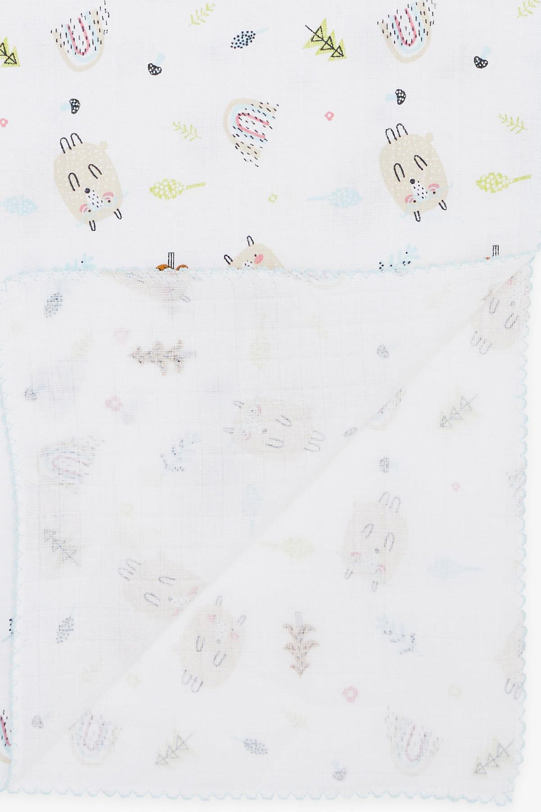 BRE Breeze Newborn Baby Muslin Blanket Cute Hedgehog Pattern White - Piacenza