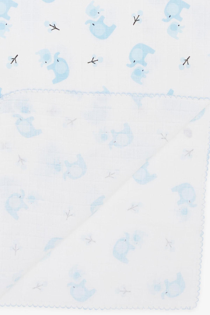 BRE Breeze Newborn Baby Muslin Blanket Cute Mother Baby Elephant Pattern White - San Antonio Enchisi