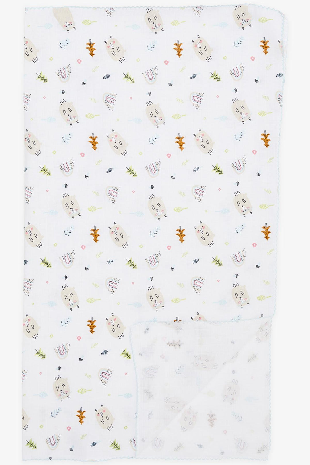 BRE Breeze Newborn Baby Muslin Blanket Cute Hedgehog Pattern White - Piacenza