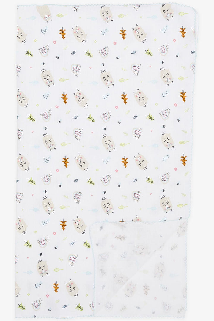 BRE Breeze Newborn Baby Muslin Blanket Cute Hedgehog Pattern White - Piacenza