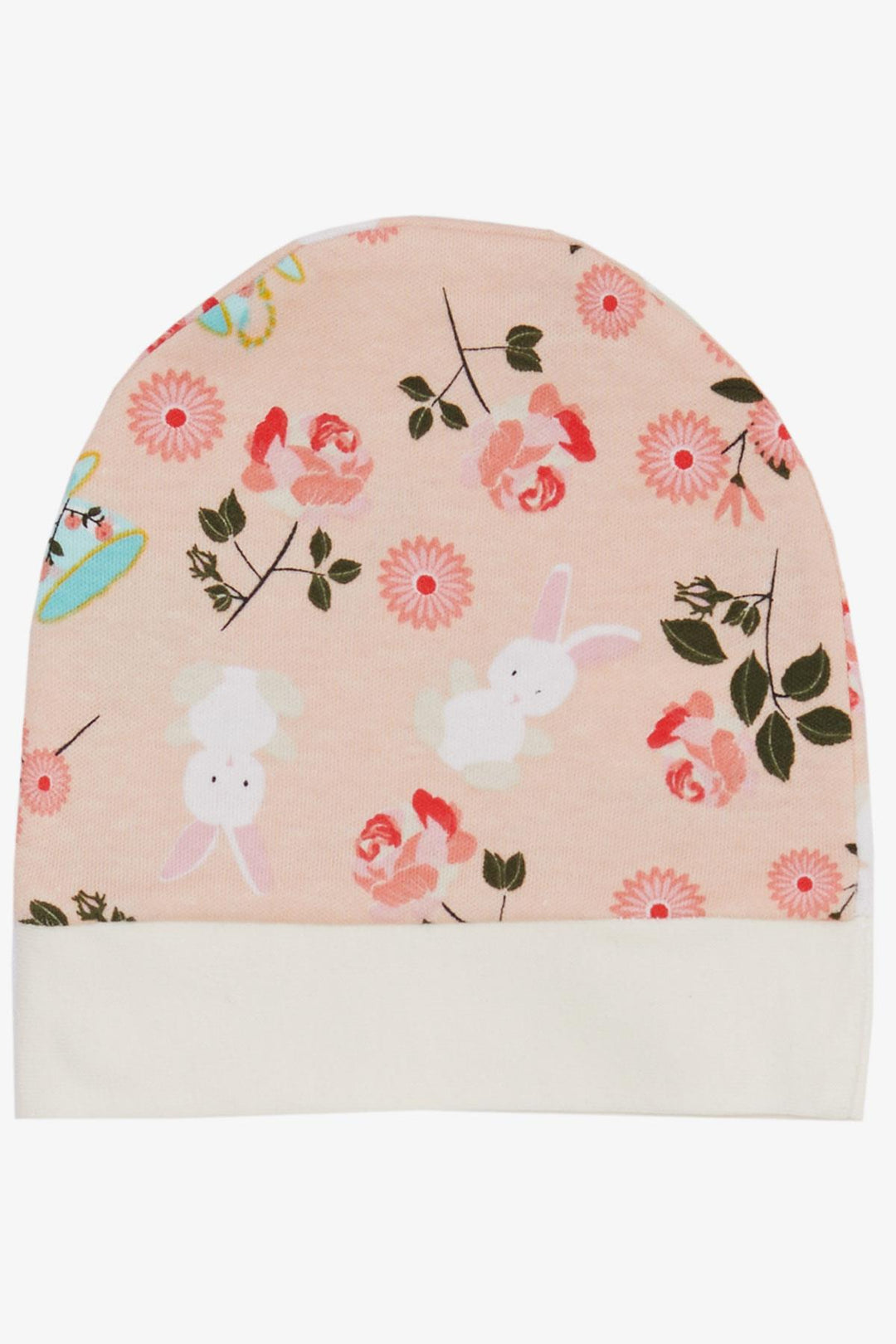 BRE Breeze Newborn Baby Hat Flower Patterned & Rabbit Salmon - Vittoria