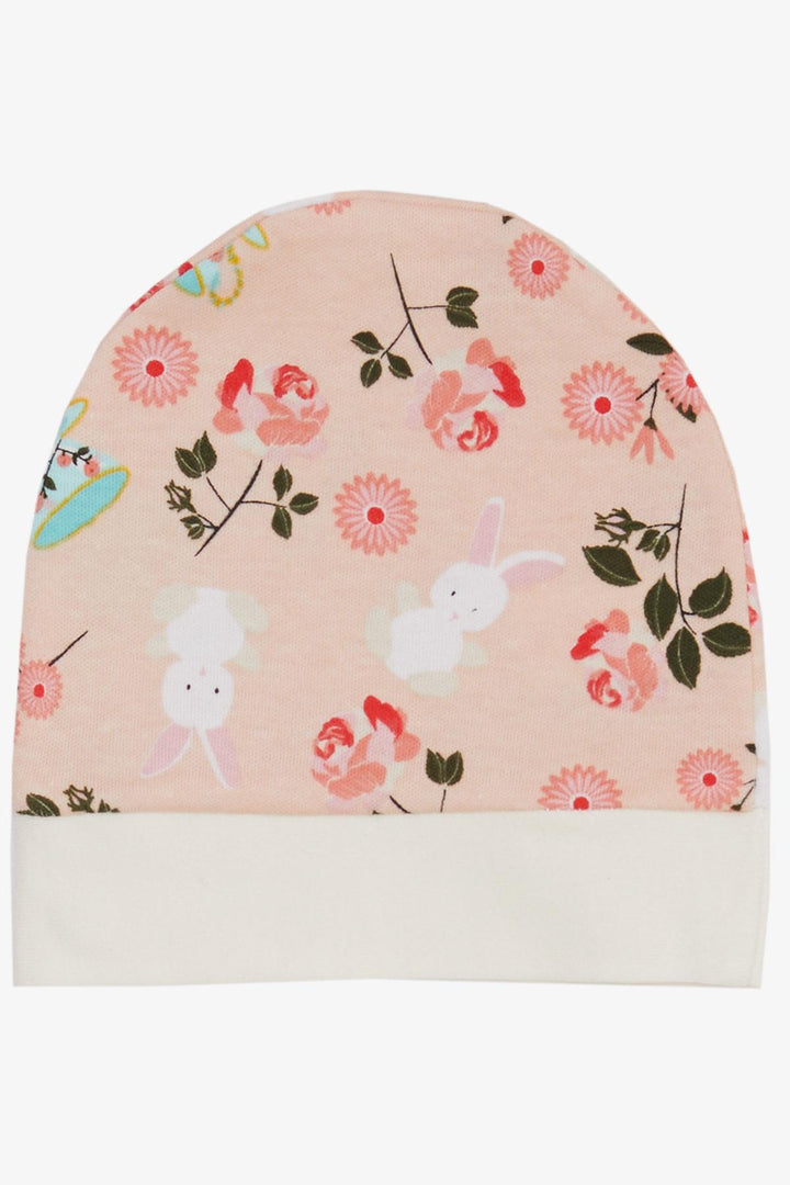 BRE Breeze Newborn Baby Hat Flower Patterned & Rabbit Salmon - Vittoria
