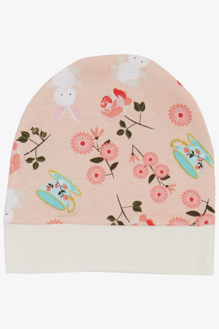 BRE Breeze Newborn Baby Hat Flower Patterned & Rabbit Salmon - Vittoria