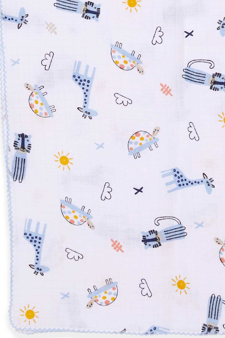 BRE Breeze Newborn Muslin Baby Blanket with Animal Pattern Ecru - Boca Raton