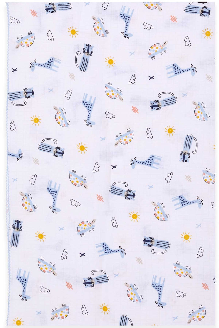 BRE Breeze Newborn Muslin Baby Blanket with Animal Pattern Ecru - Boca Raton