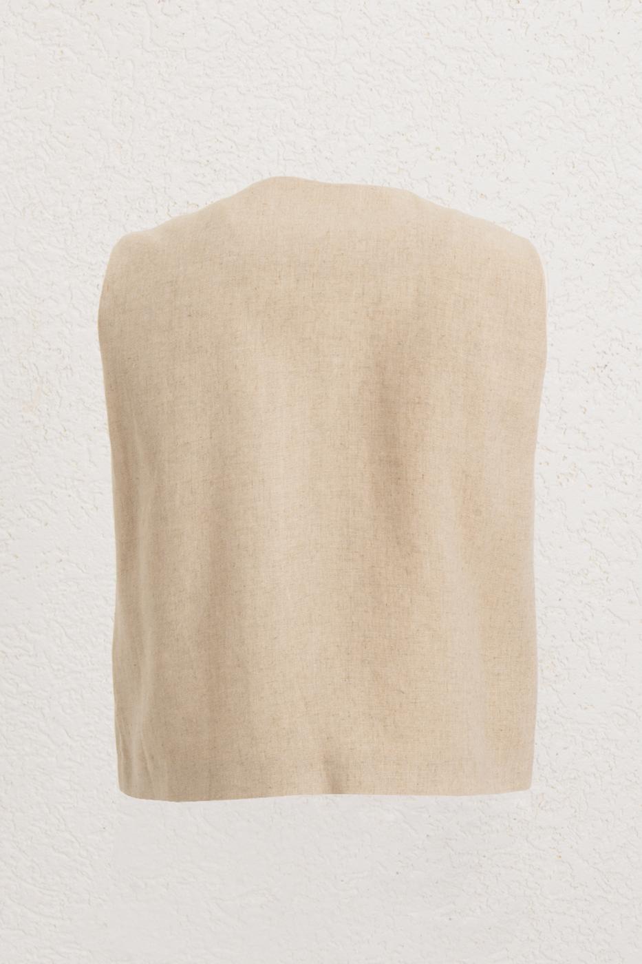 BSL Women Linen Vest with Brit Detail - Santiago Tuxtla
