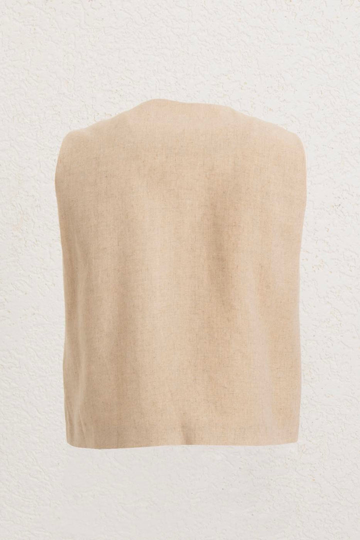BSL Women Linen Vest with Brit Detail - Santiago Tuxtla
