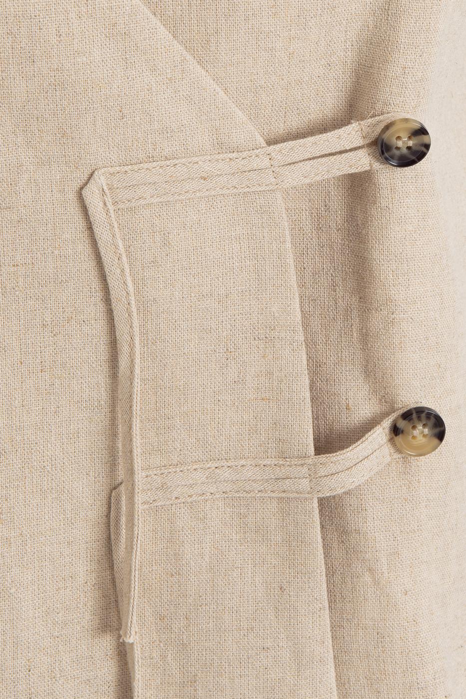 BSL Women Linen Vest with Brit Detail - Santiago Tuxtla