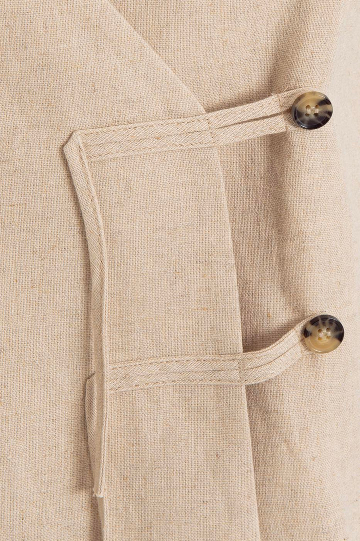 BSL Women Linen Vest with Brit Detail - Santiago Tuxtla