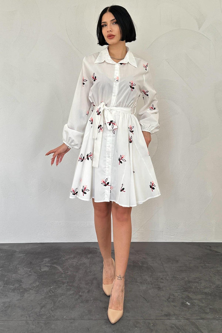 ELS Embroidered Sleeve Dress - Powder - Kharkiv