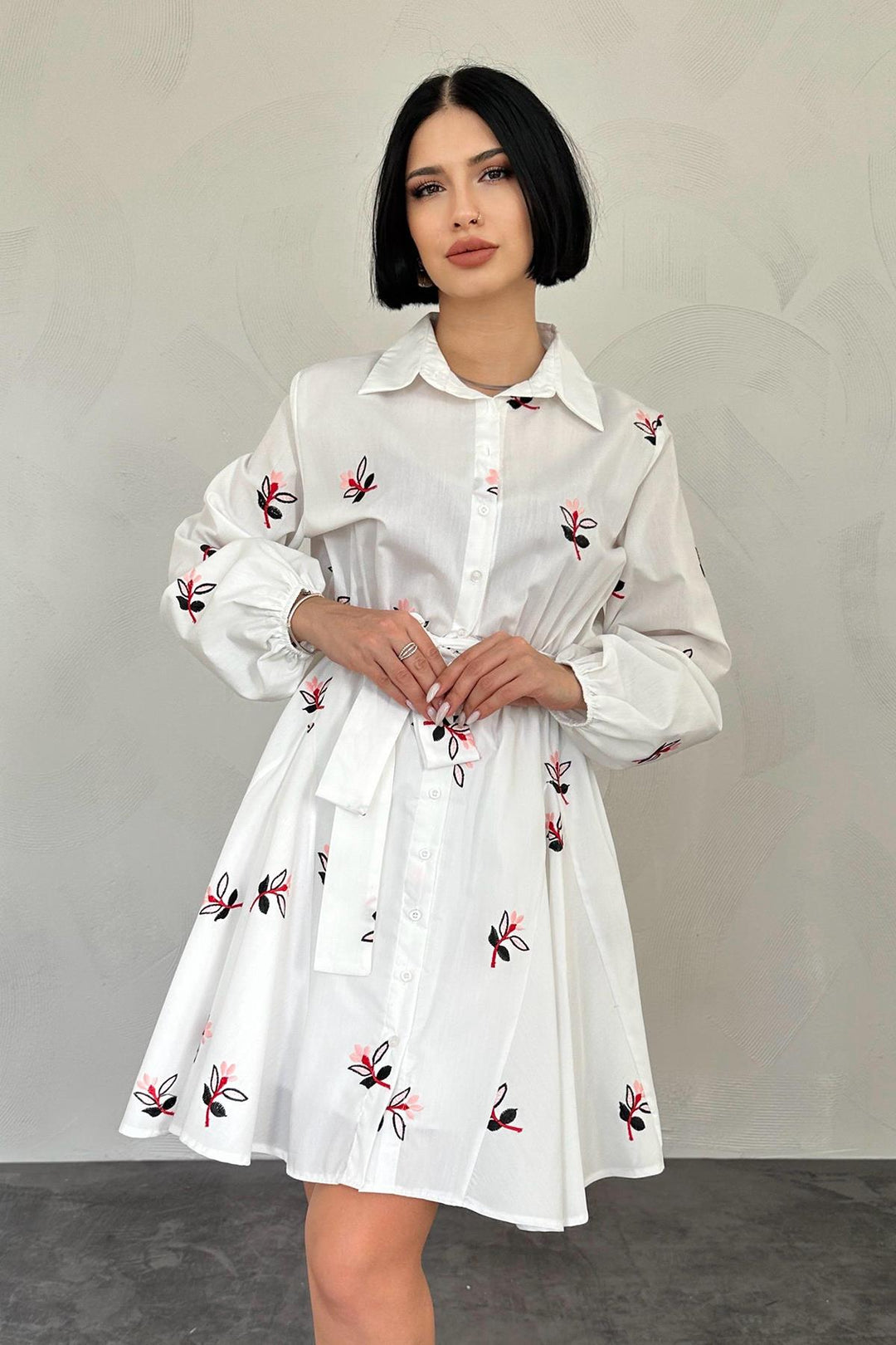 ELS Embroidered Sleeve Dress - Powder - Kharkiv