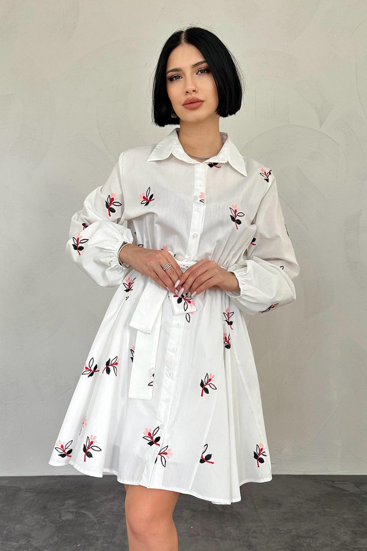 ELS Embroidered Sleeve Dress - Powder - Kharkiv