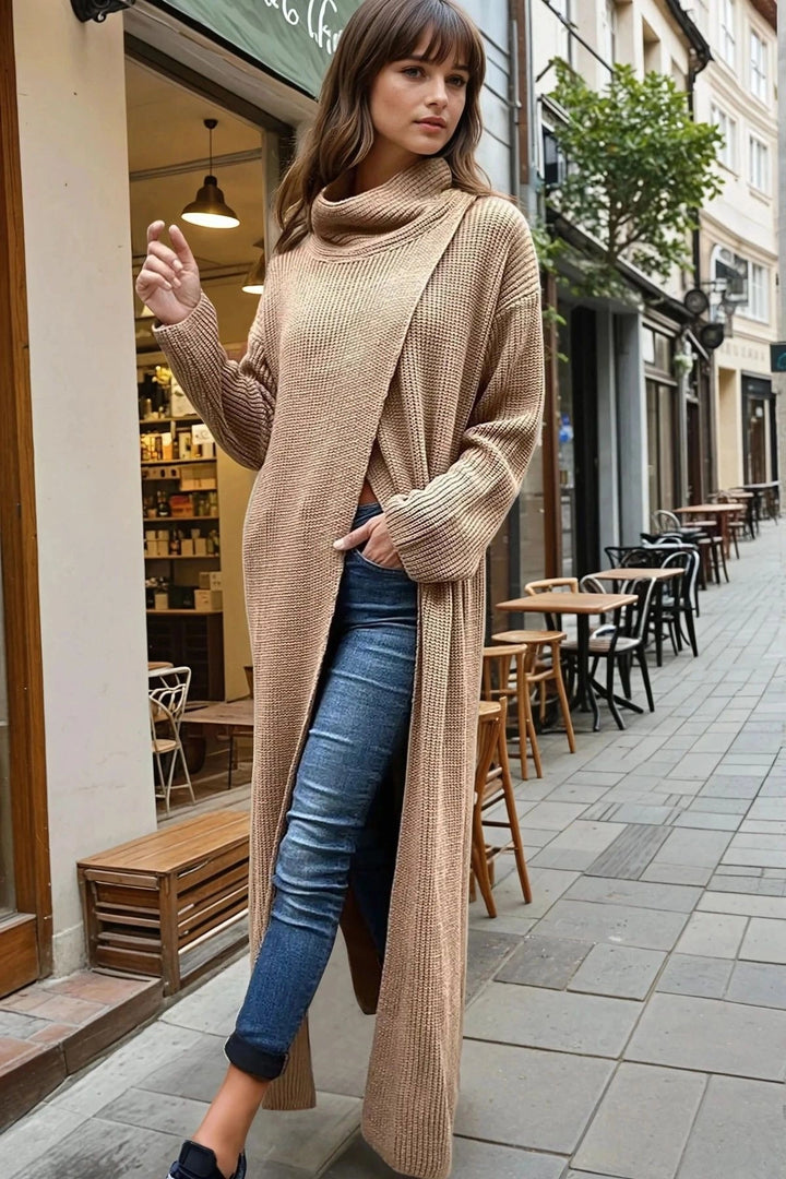 Bronze Slit Loose Long Poncho Dress BCBSK-25700-CCK95007 - Porirua