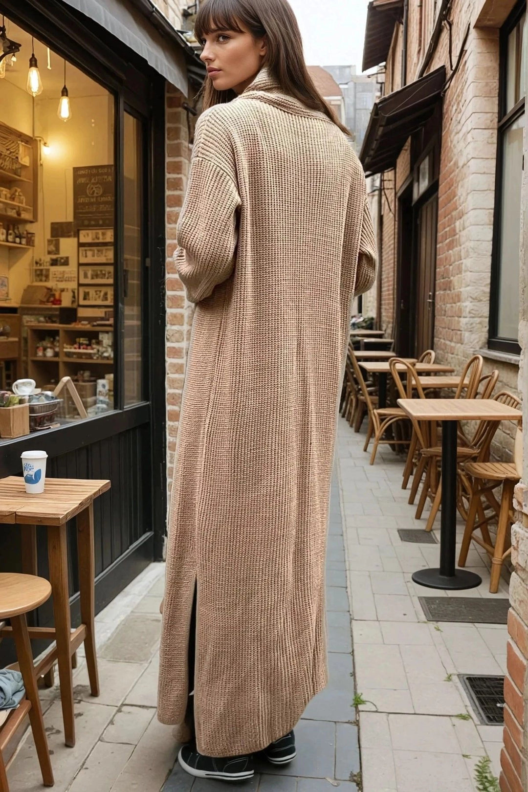 Bronze Slit Loose Long Poncho Dress BCBSK-25700-CCK95007 - Porirua