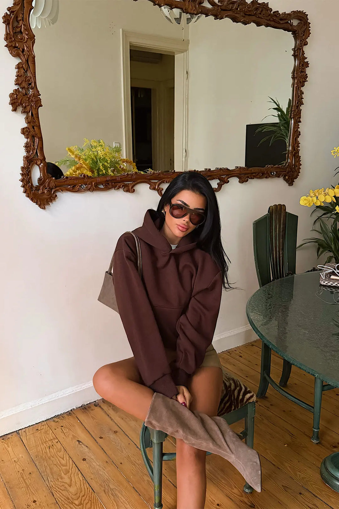 EYY Women Brown Basic Hoodie - Grantham