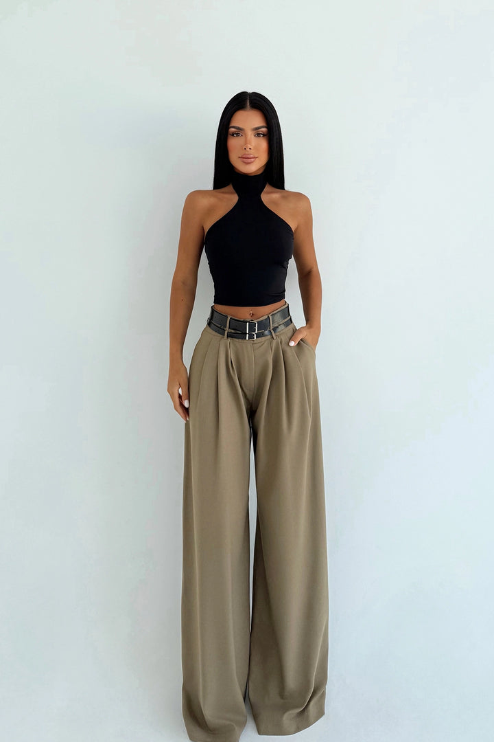 EYY Women Kahverengi Kemer Detaylı Pantolon - Kempten