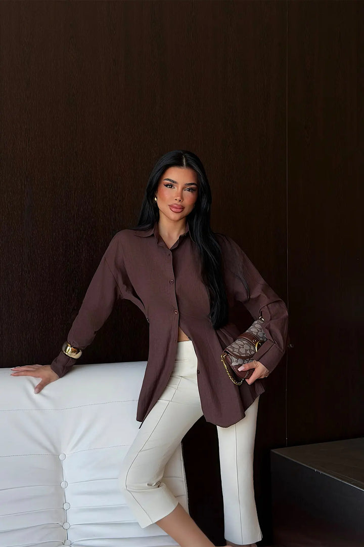 EYY Women Brown Button Detail Shirt - East Ham