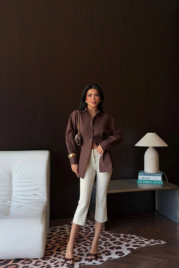 EYY Women Brown Button Detail Shirt - East Ham