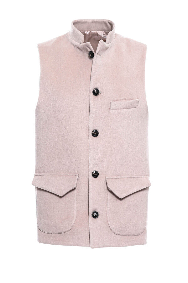 WSS Cream Cachet Mandarin Collar Vest  - Singen