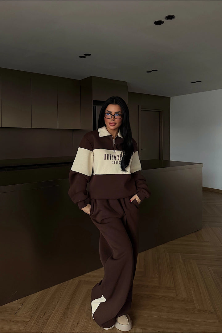 EYY Women Kahverengi Yaka Detaylı Eşofman Takımı - Meyzieu