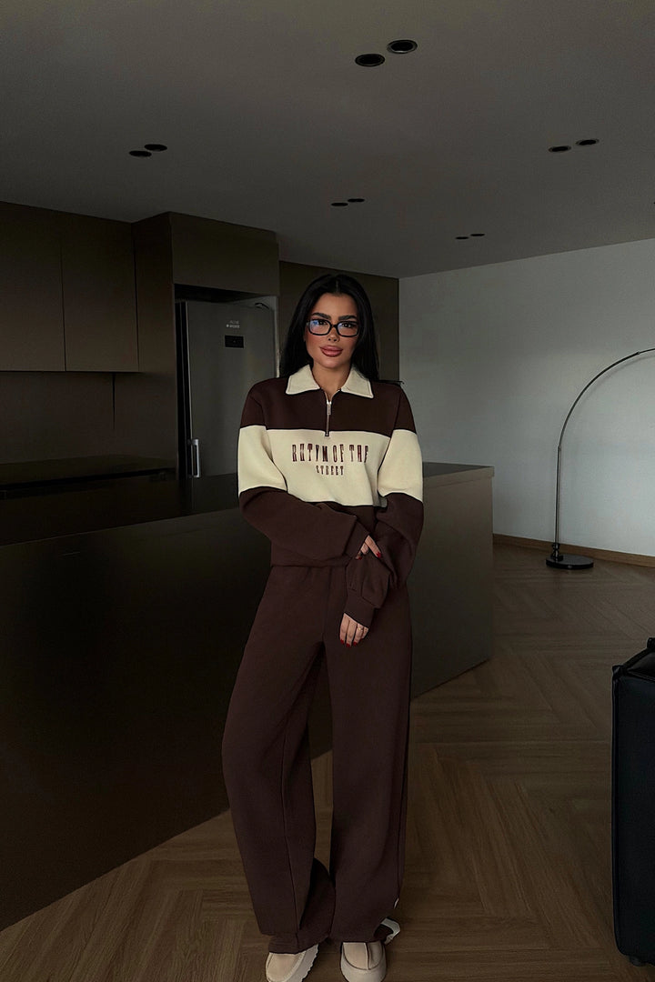 EYY Women Kahverengi Yaka Detaylı Eşofman Takımı - Meyzieu