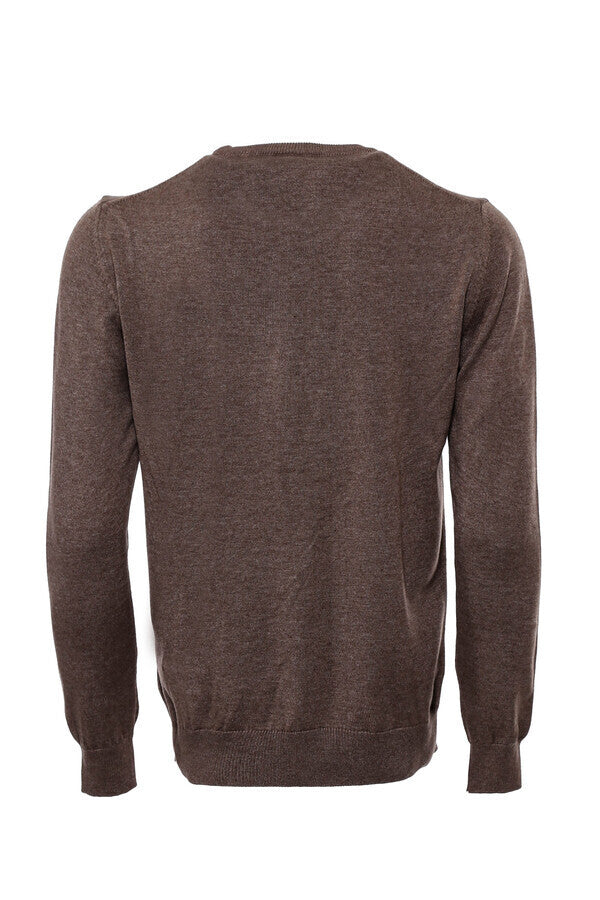 WSS Brown Crew Neck Men Sweater  - Álimos