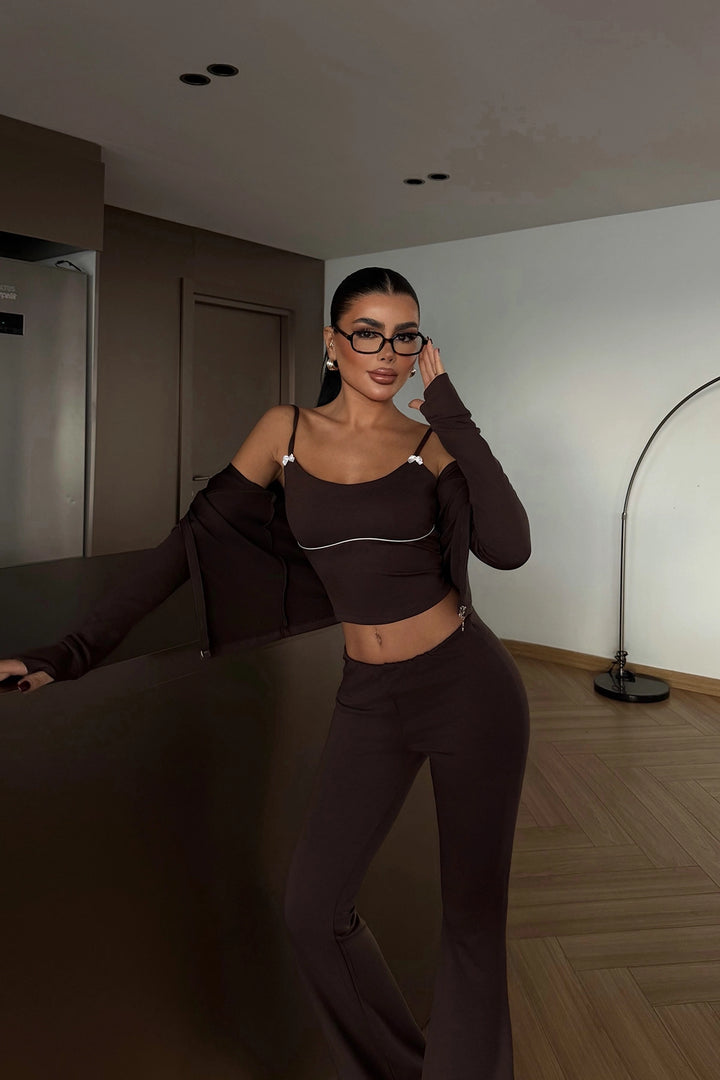 EYY Women Brown Crop Suit - Breda