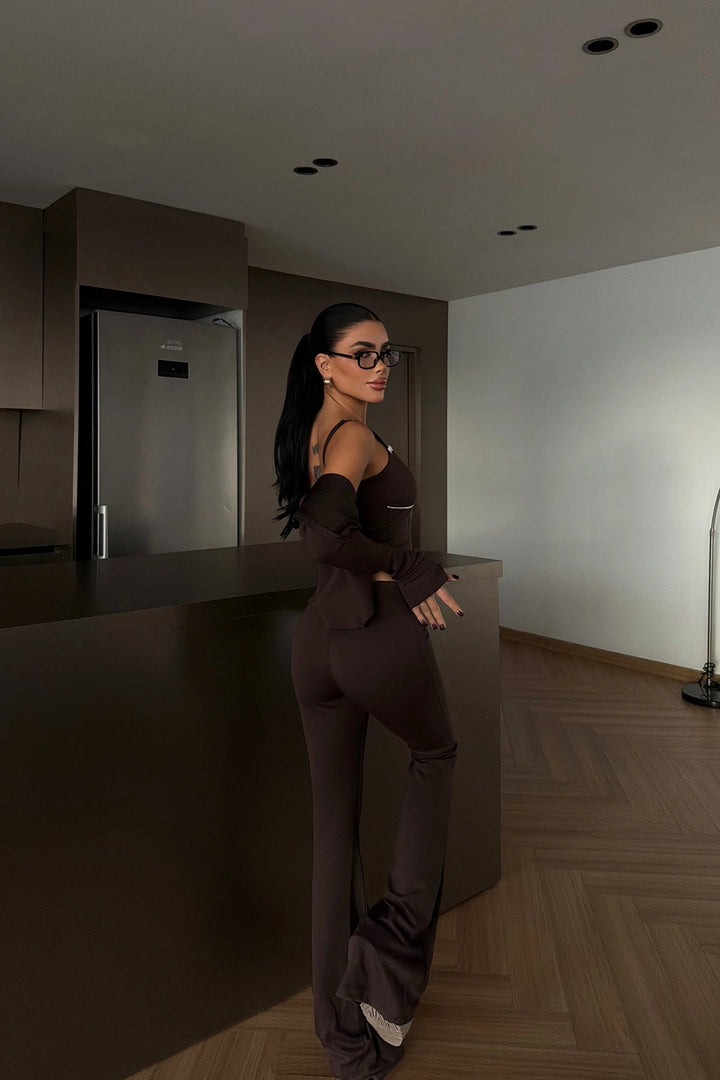 EYY Women Brown Crop Suit - Breda