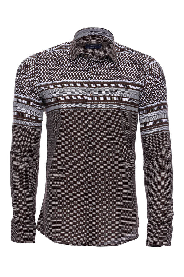 WSS Brown Diamond Patterned Shirt  - Mentor