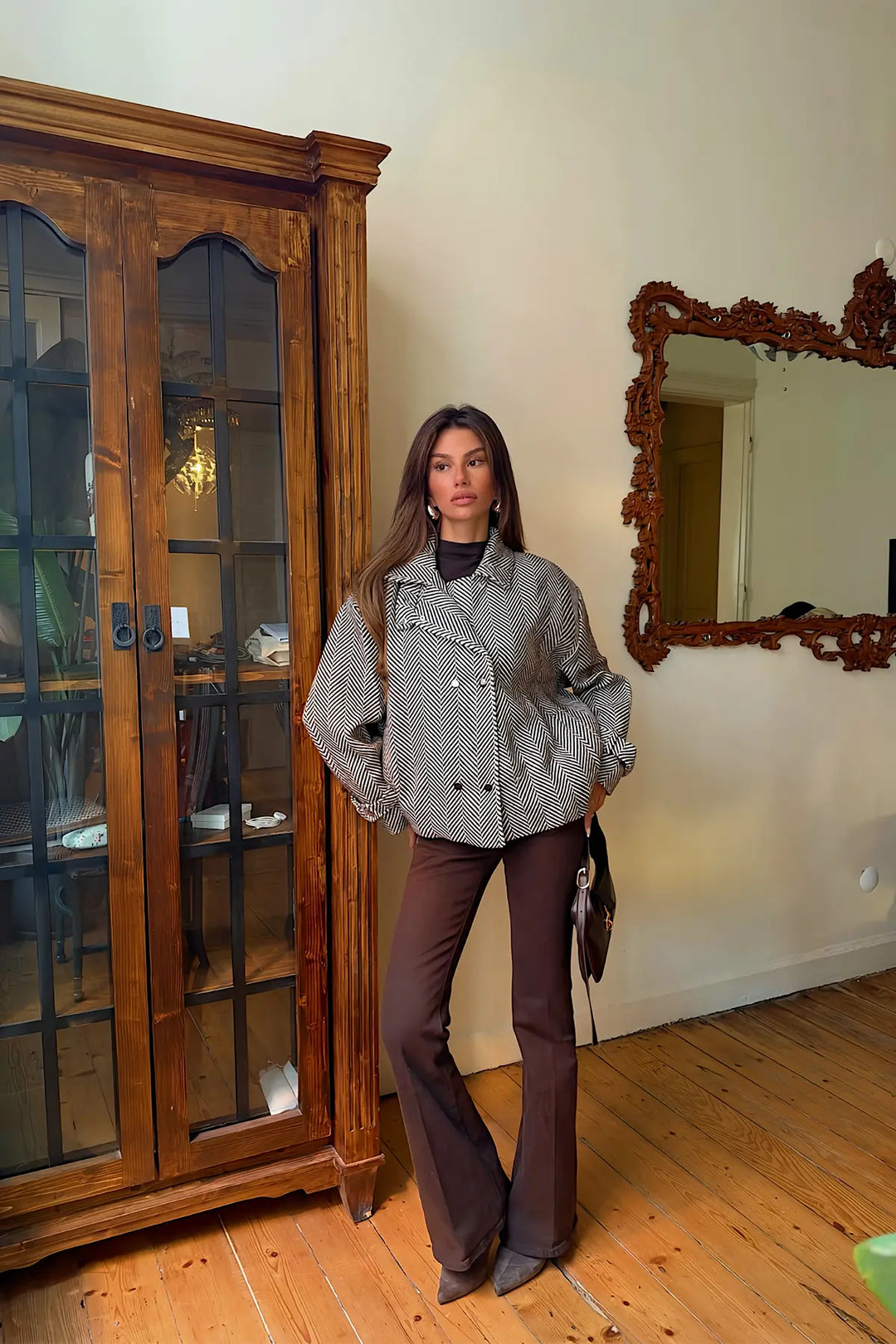 EYY Women Brown Double-Button Detail Jacket - Vasto