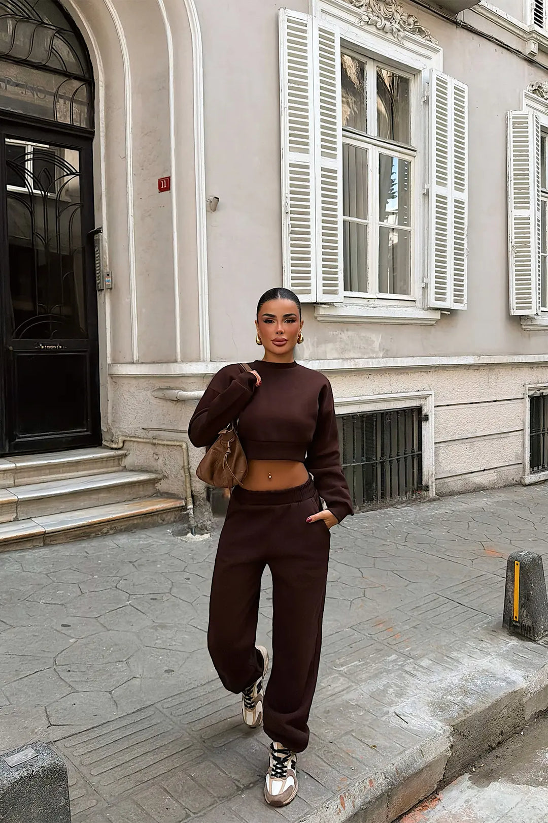 EYY Women Brown Fluid Tracksuit - Yenakiieve