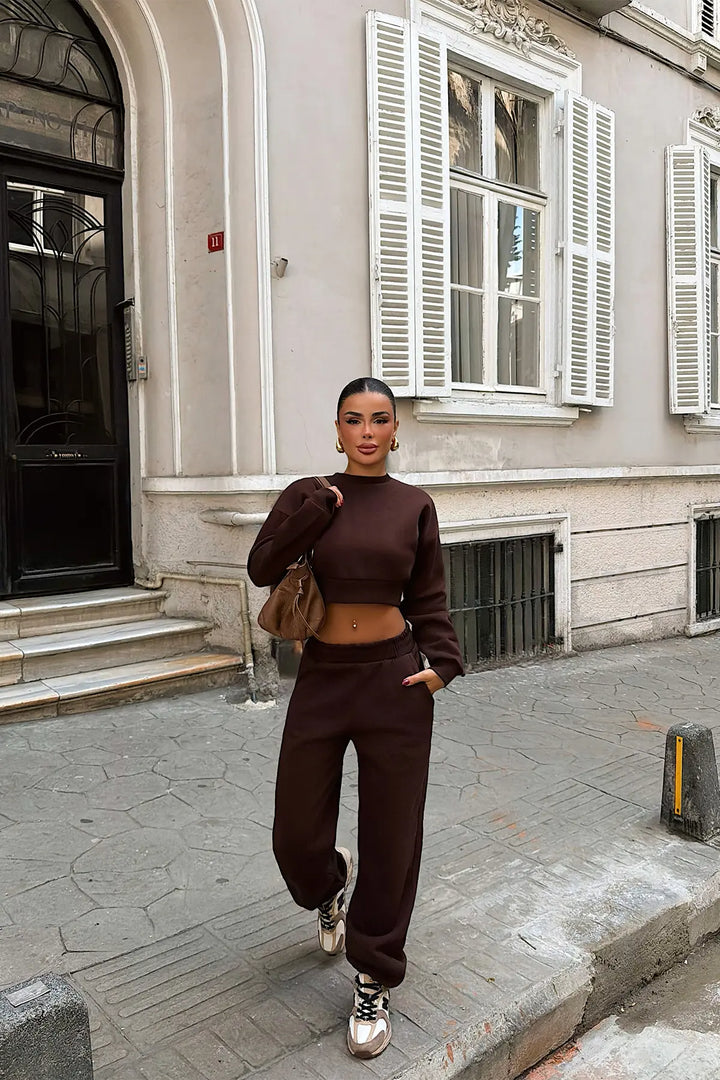 EYY Women Brown Fluid Tracksuit - New Braunfels