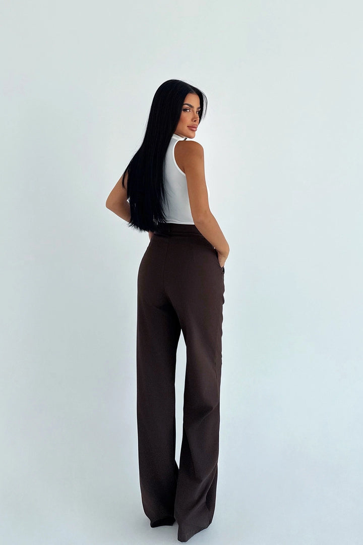 EYY Women Kahverengi Yüksek Bel Pantolon - Montpellier