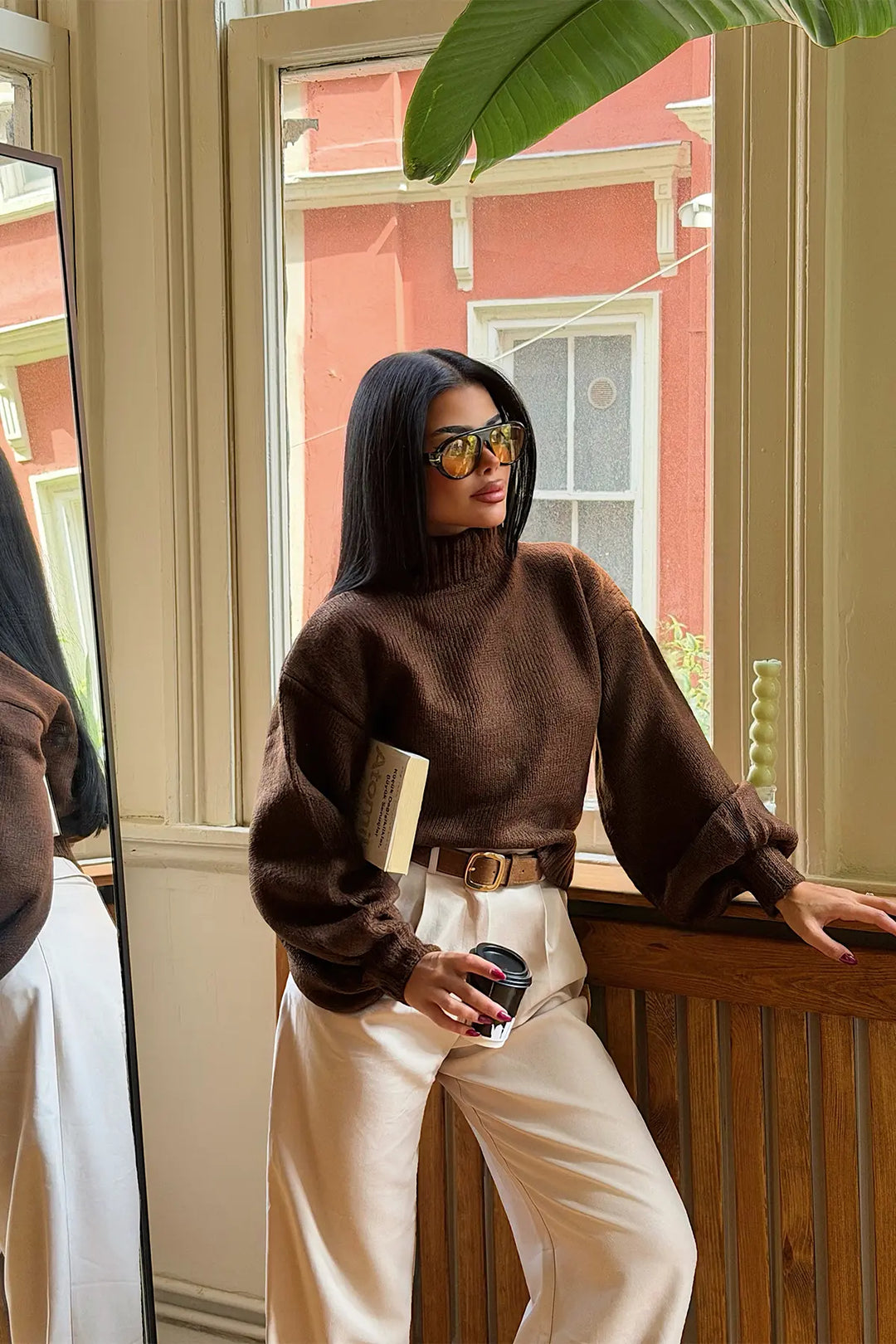 EYY Women Brown Knit Sweater - Hacienda Heights