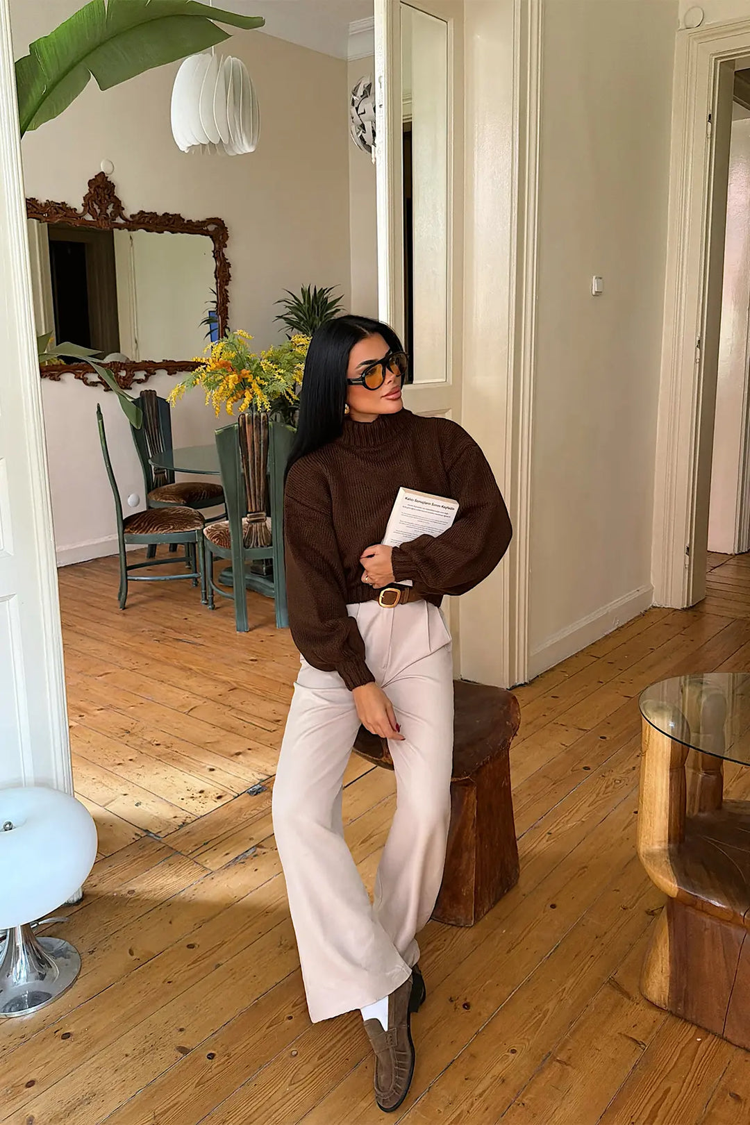 EYY Women Brown Knit Sweater - Hacienda Heights