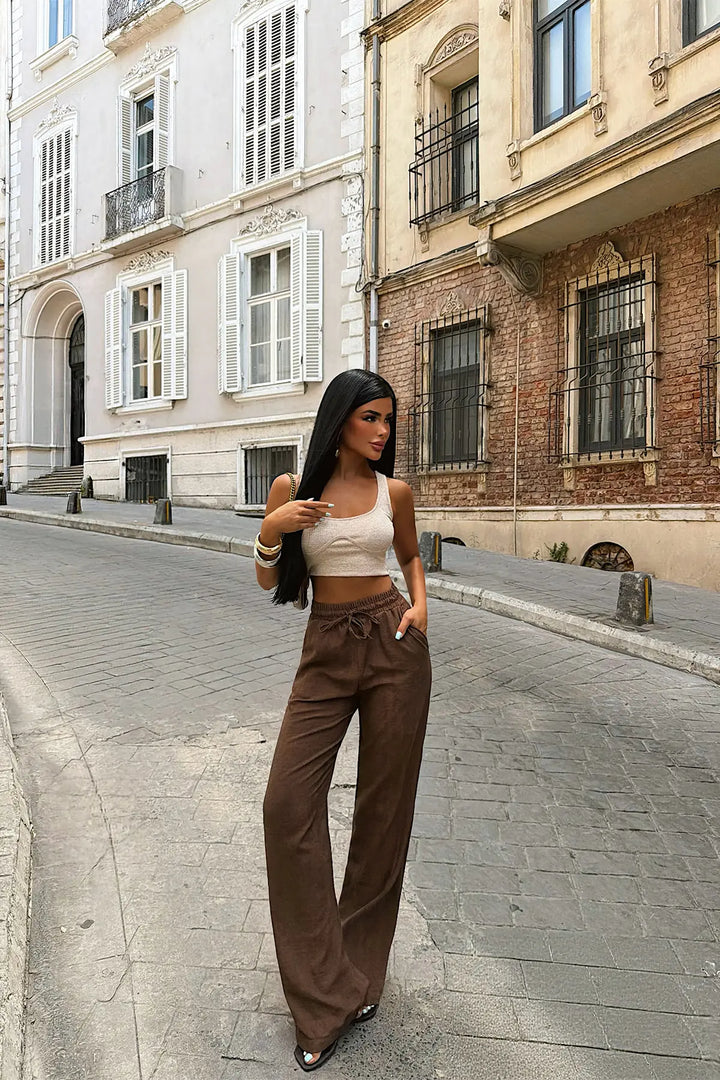 EYY Women Brown Linen Trousers - Zoetermeer