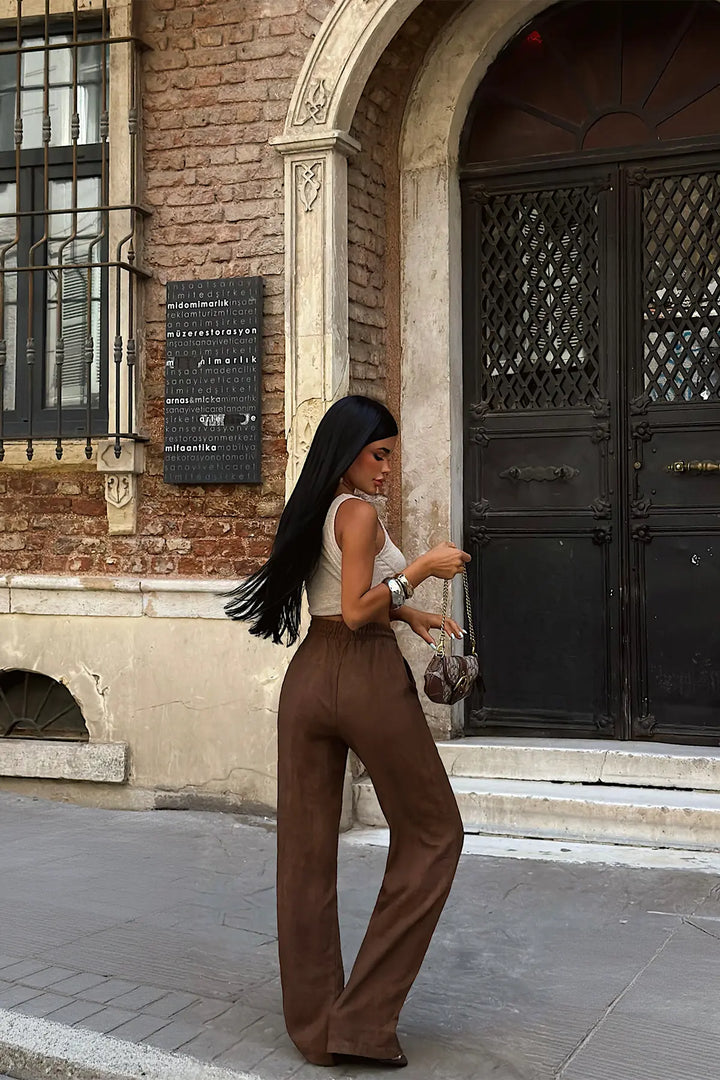 EYY Women Brown Linen Trousers - Zoetermeer