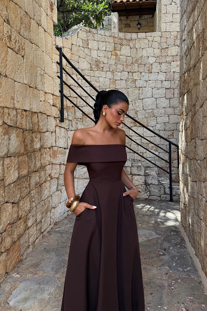 EYY Women Brown Madonna Collar Dress - Uxbridge