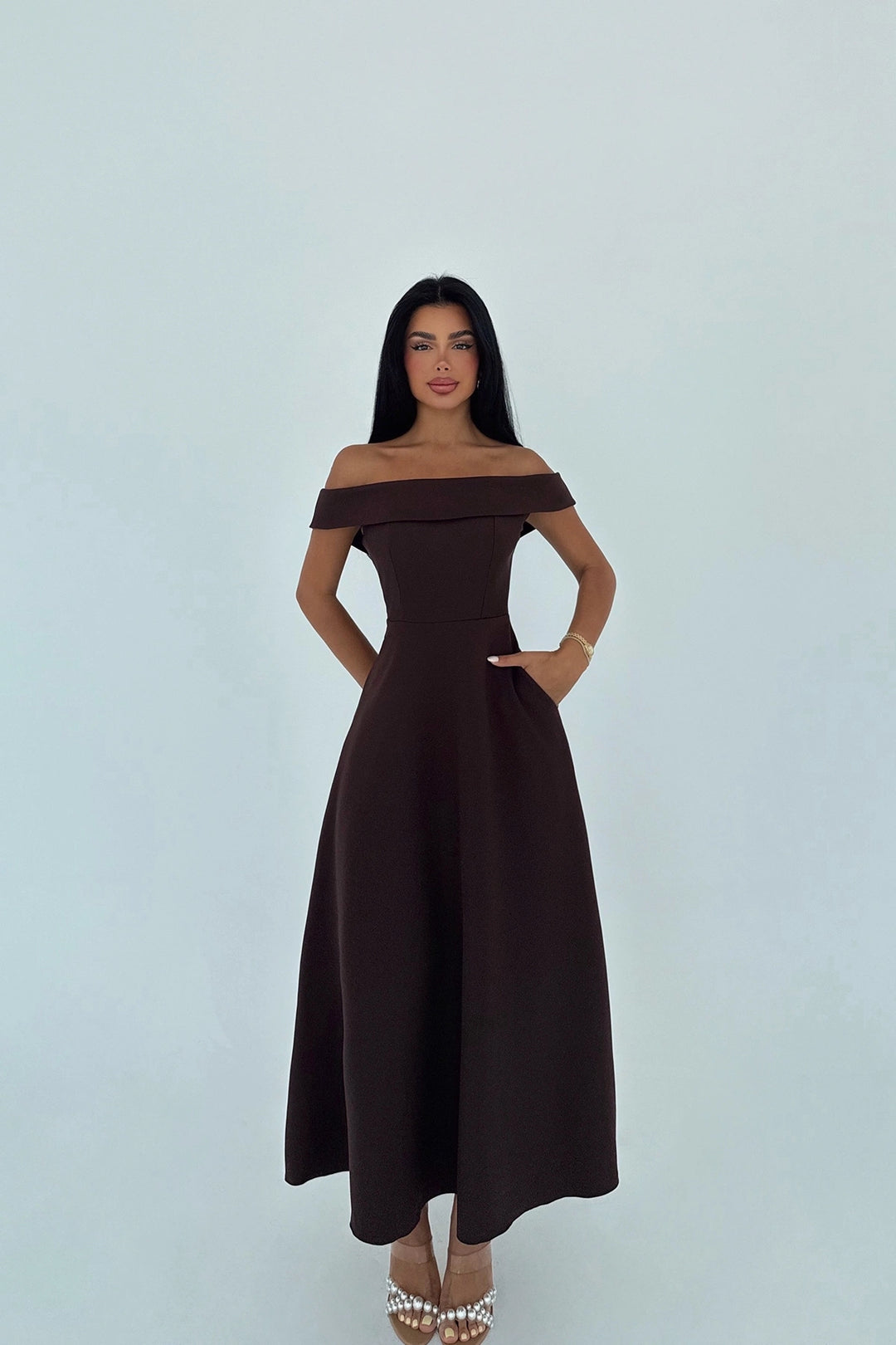 EYY Women Brown Madonna Collar Dress - Uxbridge