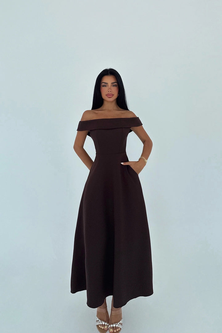 EYY Women Brown Madonna Collar Dress - Uxbridge