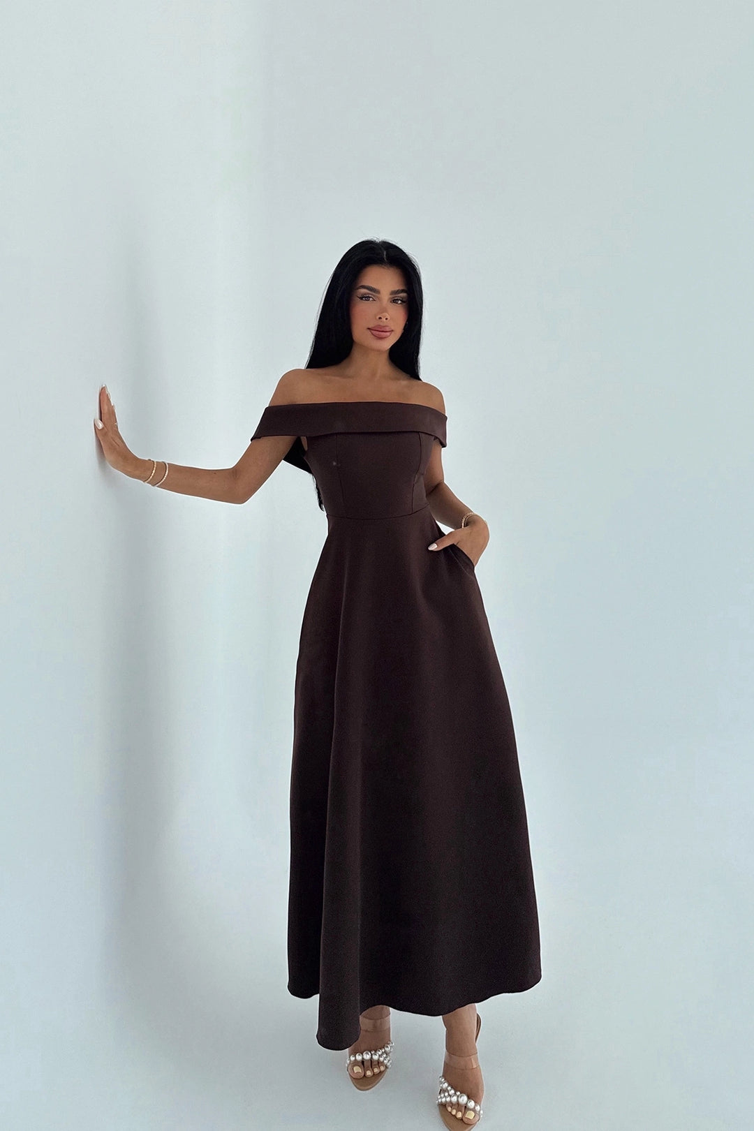 EYY Women Brown Madonna Collar Dress - Uxbridge