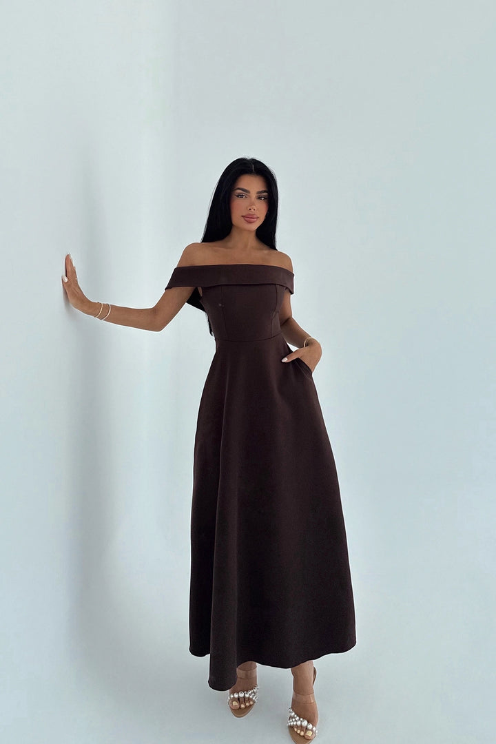 EYY Women Brown Madonna Collar Dress - Uxbridge