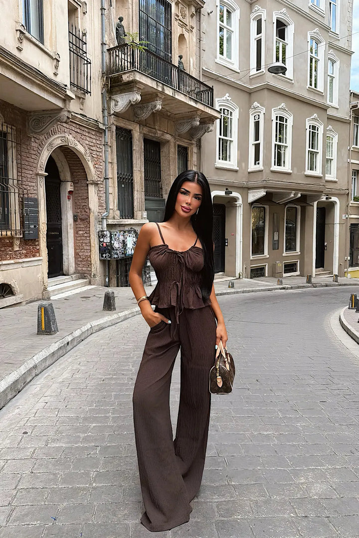 EYY Women Brown Pants Set - Jackson