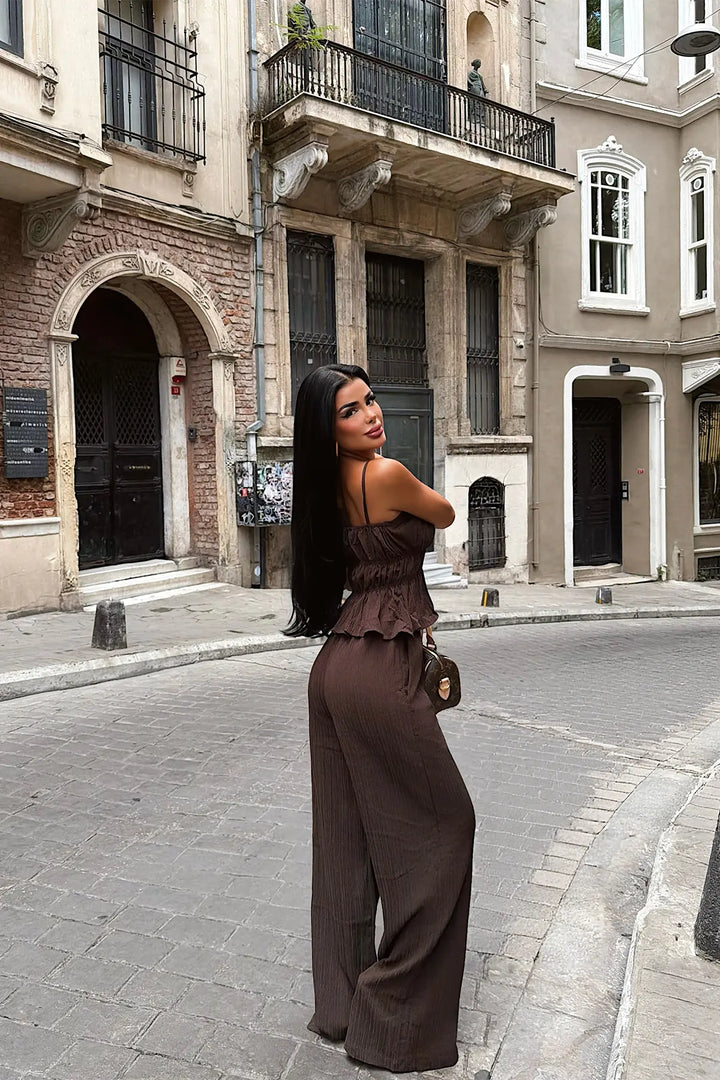 EYY Women Brown Pants Set - Jackson