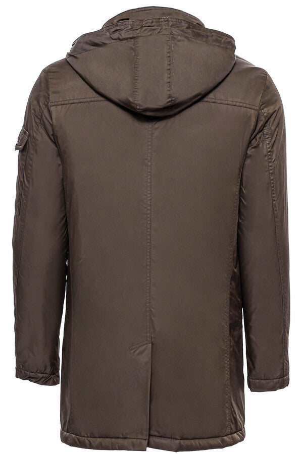 WSS Brown Pocket Hooded Men's Coat  - Leer
