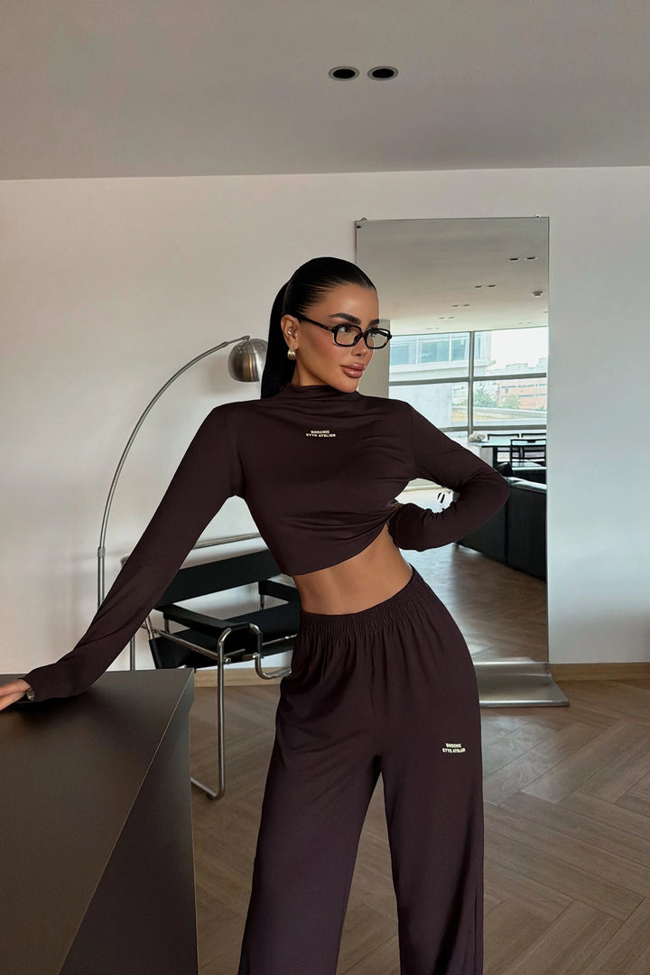 EYY Women Brown Revees Top and Bottom Set - Melun