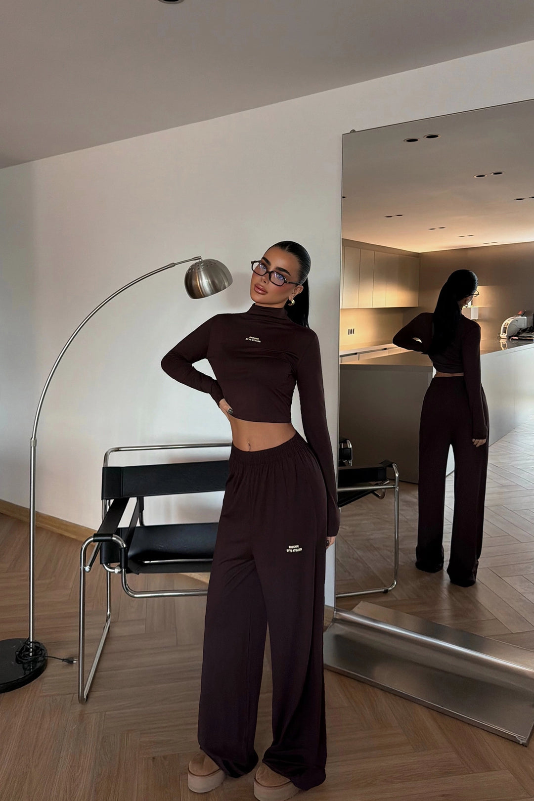 EYY Women Brown Revees Top and Bottom Set - Melun