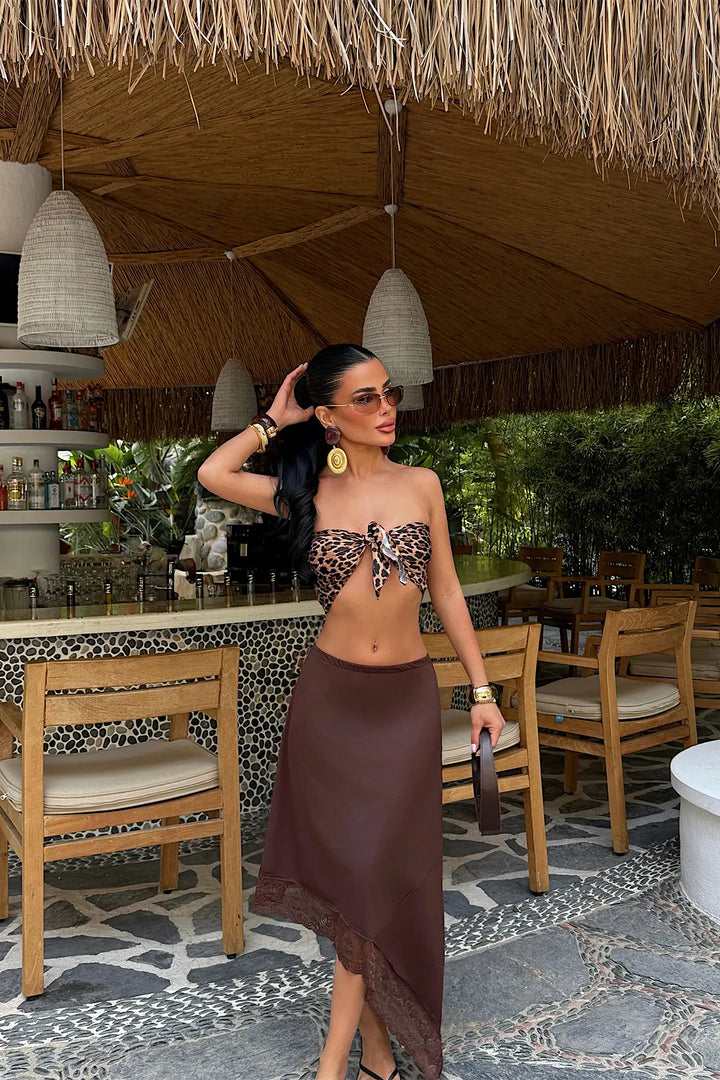 EYY Women Brown Satin Skirt - Palm Harbor